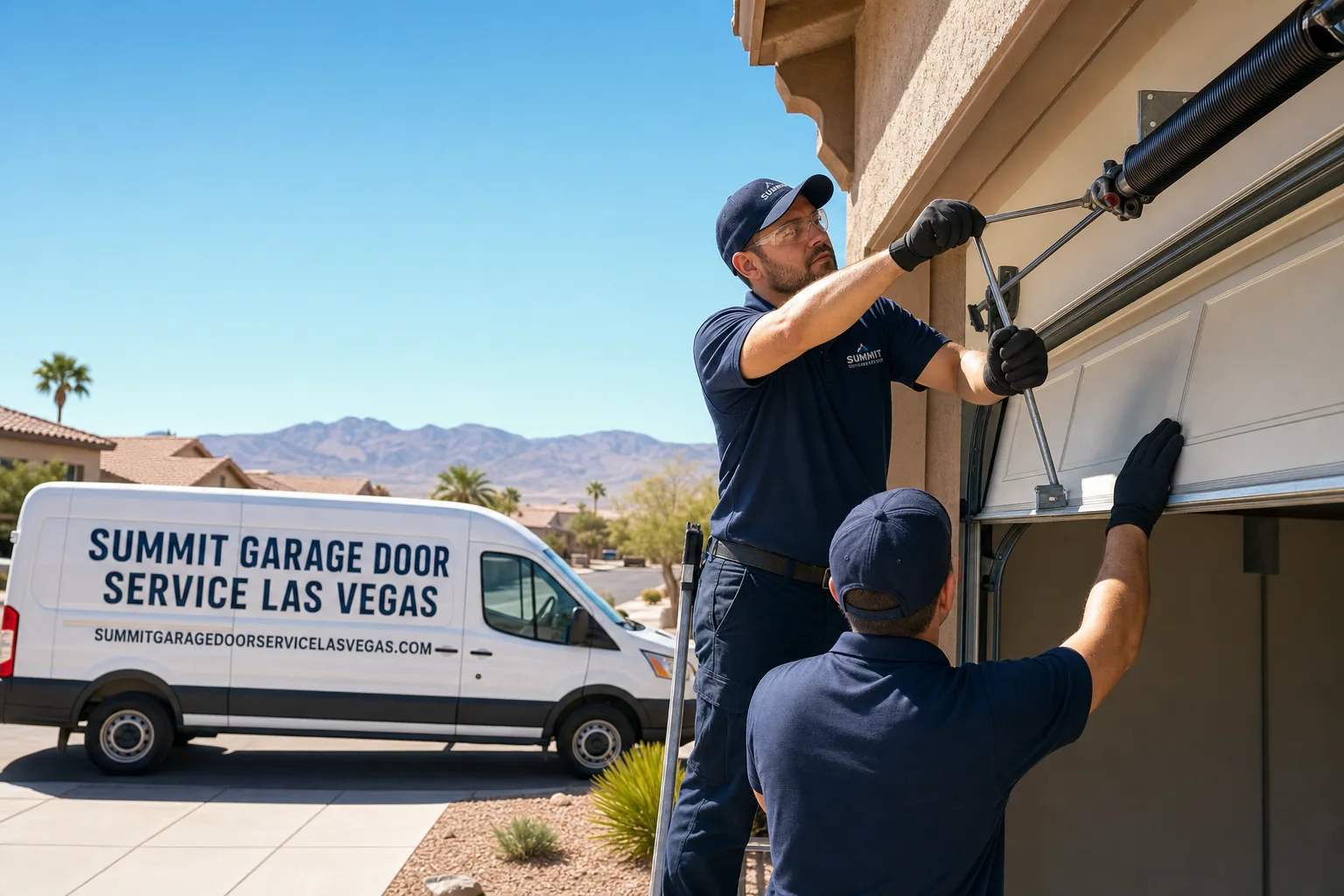 Summit Garage Door Service Las Vegas service vehicle and crew in Las Vegas, NV